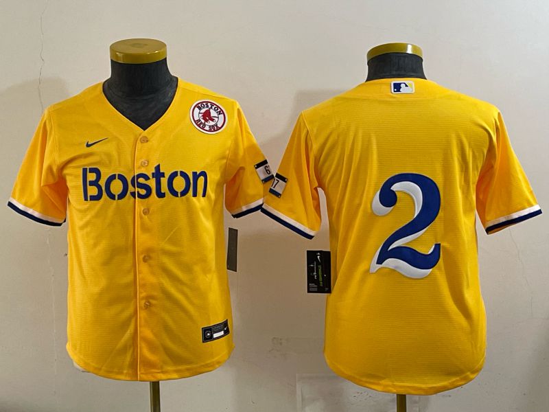 Youth 2025 Boston Red Sox #2 No Name Yellow Nike MLB Jersey 02